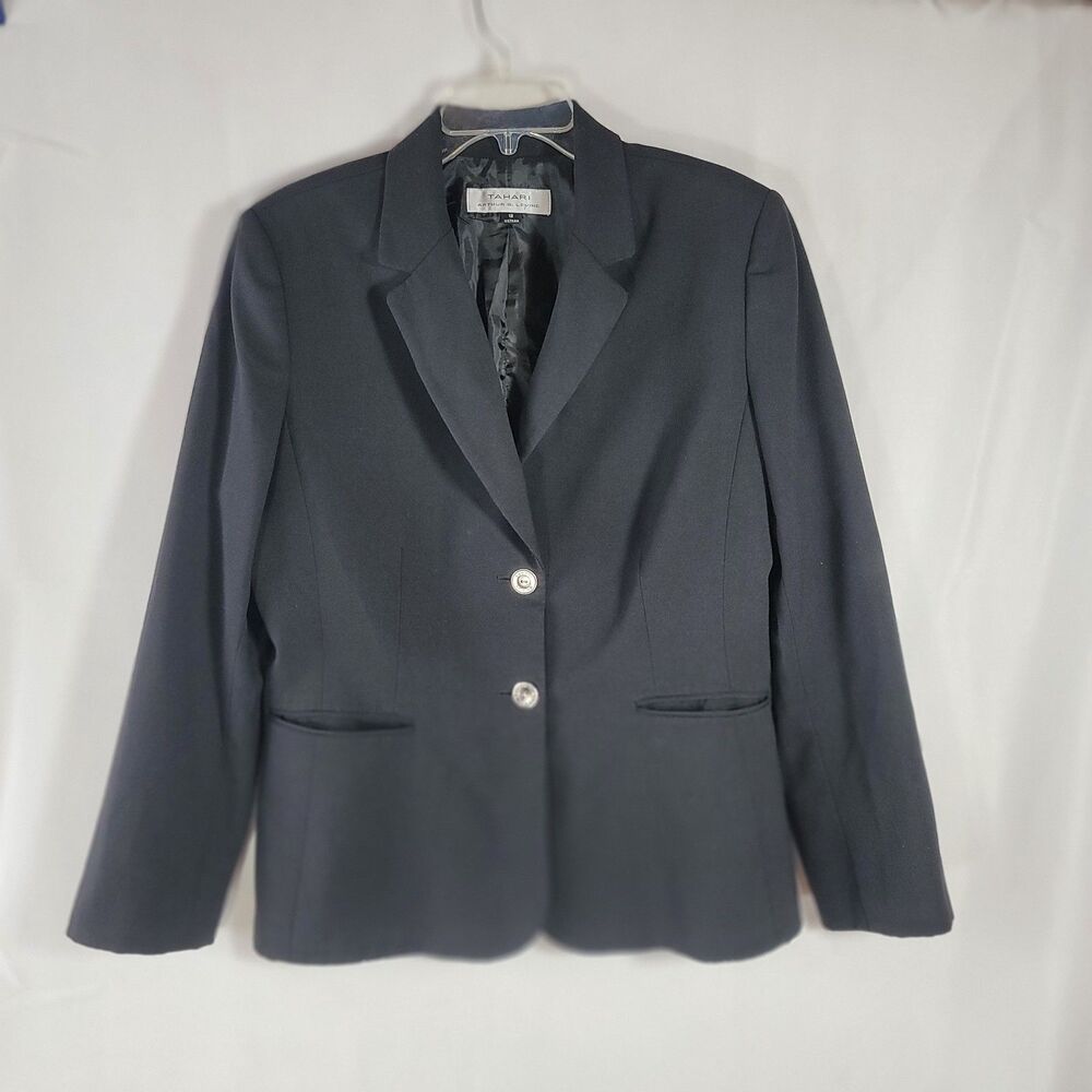 Tahari Arthur S. Levine Black 2-Button Tailored Lined Blazer Jacket Women's 12